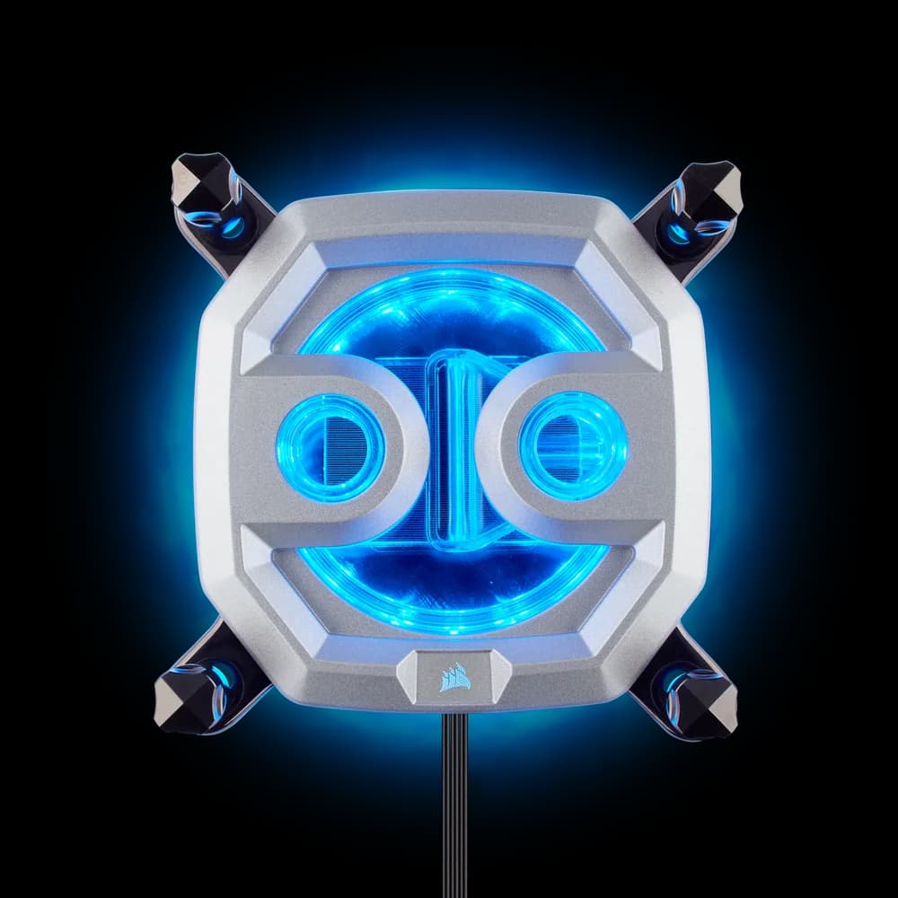 WATER block CORSAIR, filet pt. CPU, skt Intel LGA 2011/2066 AMD sTR4/sTRX4, pt filet G 1/4", luminat RGB, silver, "CX-9010001-WW" — miniatură