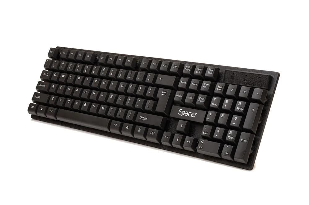 Kit wireless tastatura si mouse SPACER SPDS-1100, taste numerice, negru — miniatură