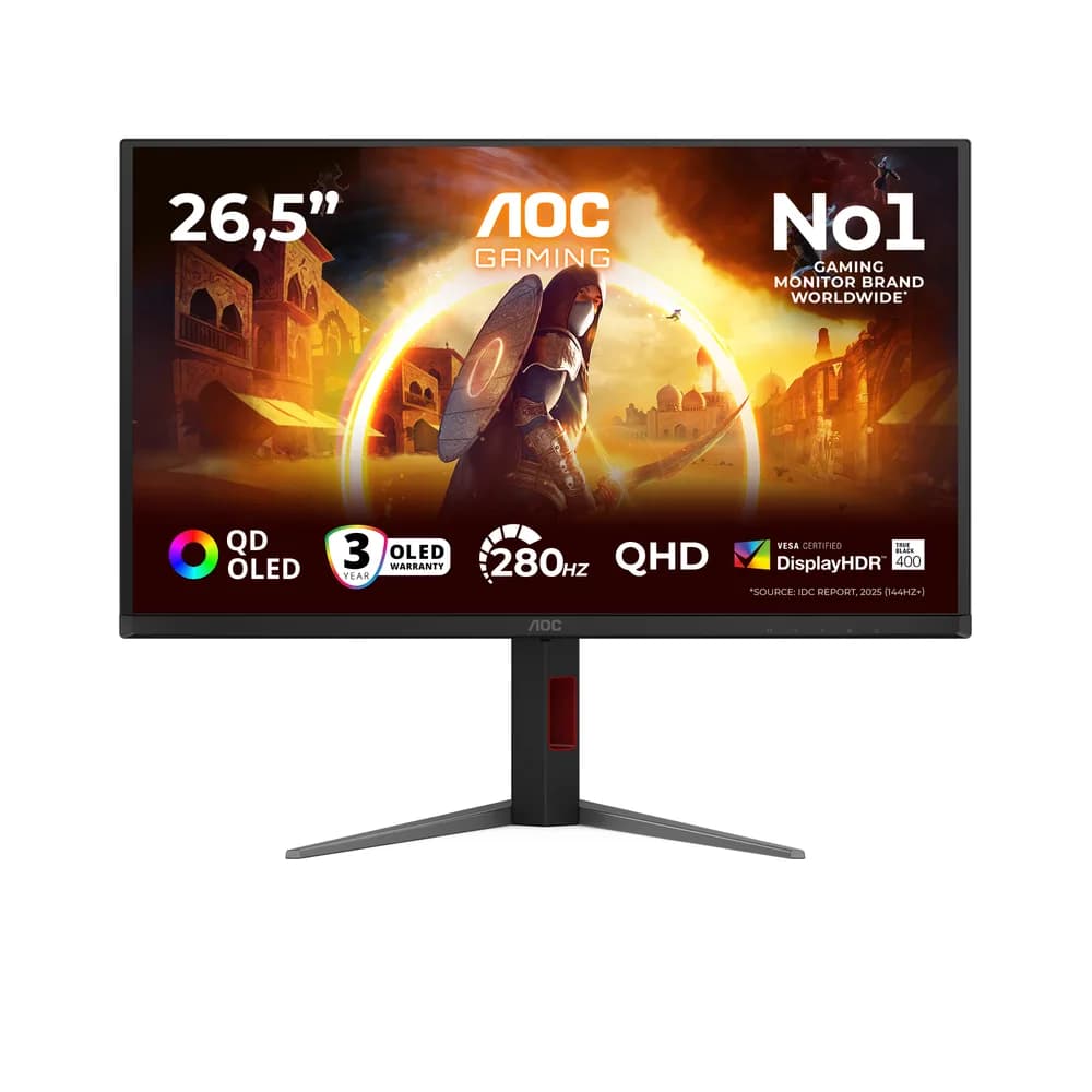 Monitor Gaming QD - OLED AOC 27" Q27G4ZD, QHD (2560 x 1440), HDMI, DisplayPort, Pivot, 280 Hz, 0.03 ms (Negru) "Q27G4ZD"