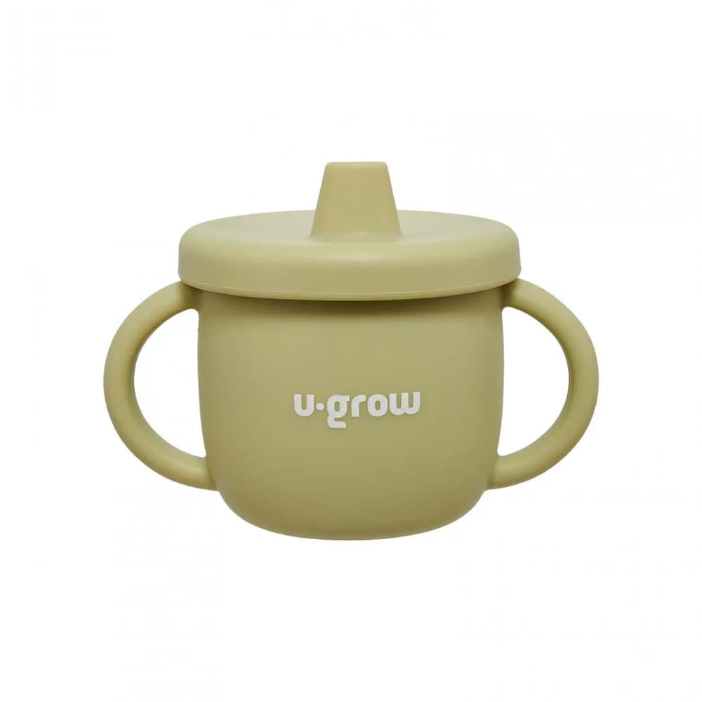 Set diversificare 3 piese silicon : bol, farfurie si cana cu cioc, olive, U-Grow — miniatură