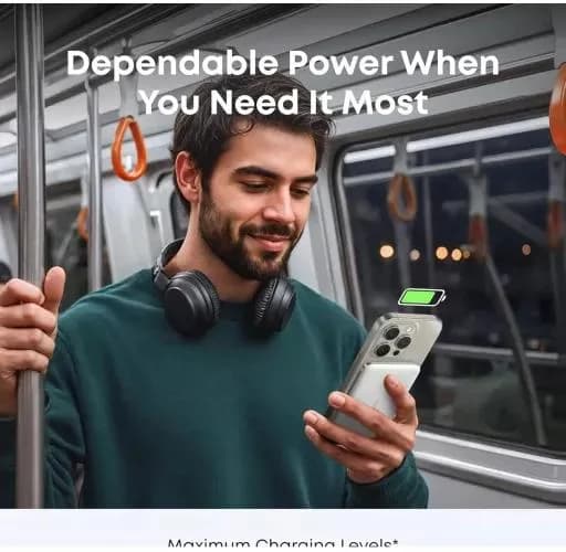 POWER BANK Anker "Nano" 5.000 mAh, 15W MagGo, slim, magnetic, wireless, 1 x USB-C incarcare, 122g, alb, "A1665H21" - 194644235451 — miniatură