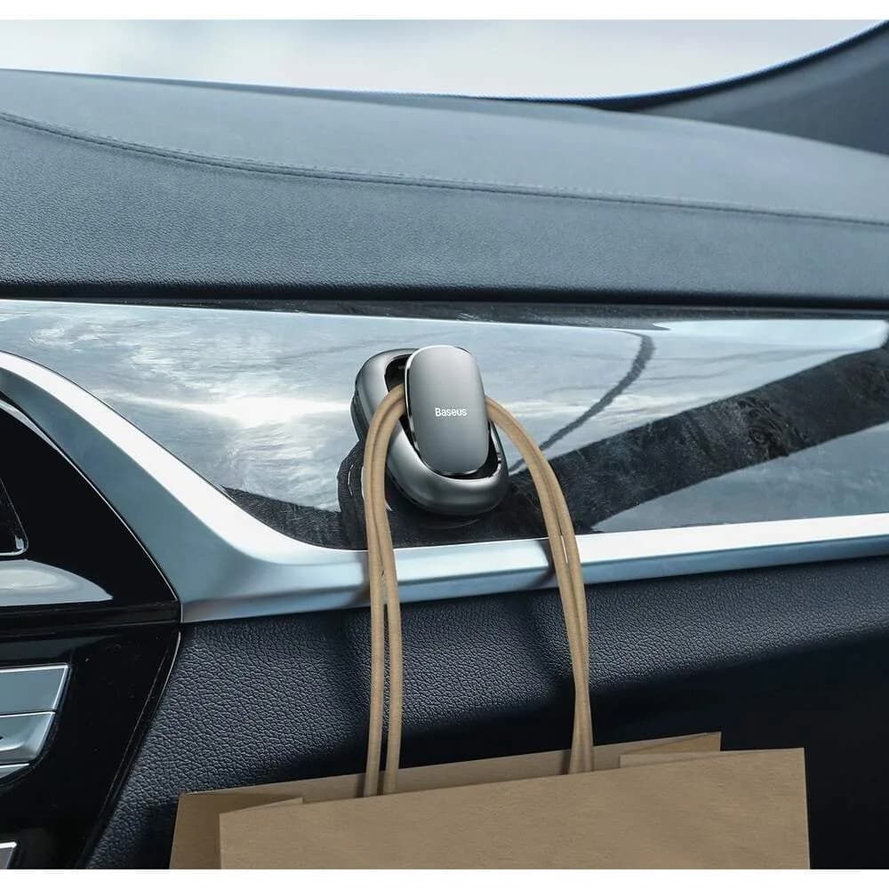 CARLIG auto Baseus Beetle, aluminiu, adeziv 3M, suporta max 2 kg, argintiu, "ACGGJK-0G" - 6953156227743 — miniatură