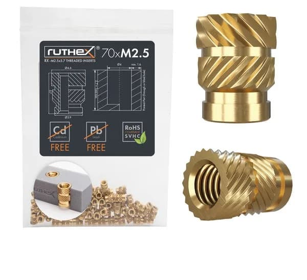 Inserturi filetate Ruthex M2.5 threaded insert – Rx-M2.5x5.7 – 70 buc