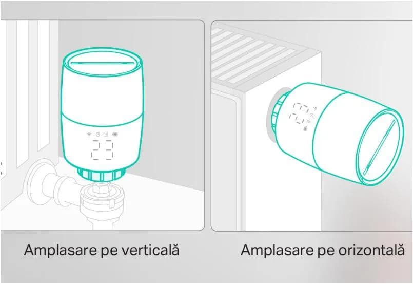 TP-LINK KE100, Termostat smart wireless pentru calorifer, 2.4 GHz Wi-Fi, 868 MHz, Android 5.0 sau mai recentă, iOS 10 sau mai recentă. — miniatură