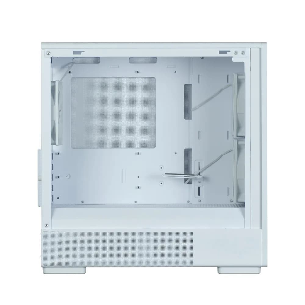 CARCASA Zalman "P10 NAMU", mini tower, gaming, fara sursa, suporta 7xfan, 3xfan inclus, PSU shroud, display 9.1inch, USB Type-C x 1, USB 3.1 gen1, audio+mic, 5 sloturi expansiune, alb, "P10 NAMU White" — miniatură