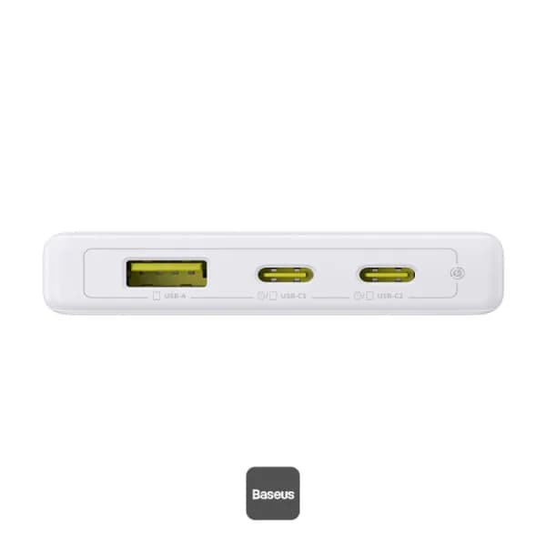 POWER BANK Baseus PicoGo, 10000mAh, 20W, 2 x USB Type-C, 1 x USB, cablu inclus USB Type-C la USB Type-C 30cm, alb, "P10076801213-00" - 6932172684488 — miniatură