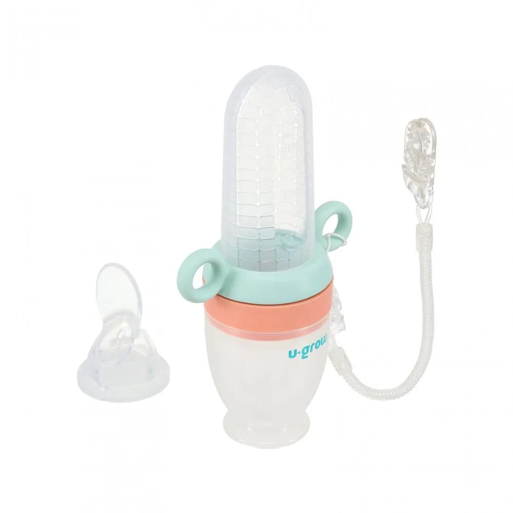 Dizpozitiv de hranire cu 2 tetine : suzeta fructe + lingurita, U-Grow — miniatură