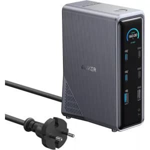 DOCKING Station Anker Prime, porturi: USB Type-C x 4, USB 3.1 gen2 x 5, HDMI 4K @60Hz x 2, 1 x RJ-45 10 Gbps, PD 100W, conectare prin USB-C, retea 220V, display LED, negru, "A83B63A1" ( - 0194644201050
