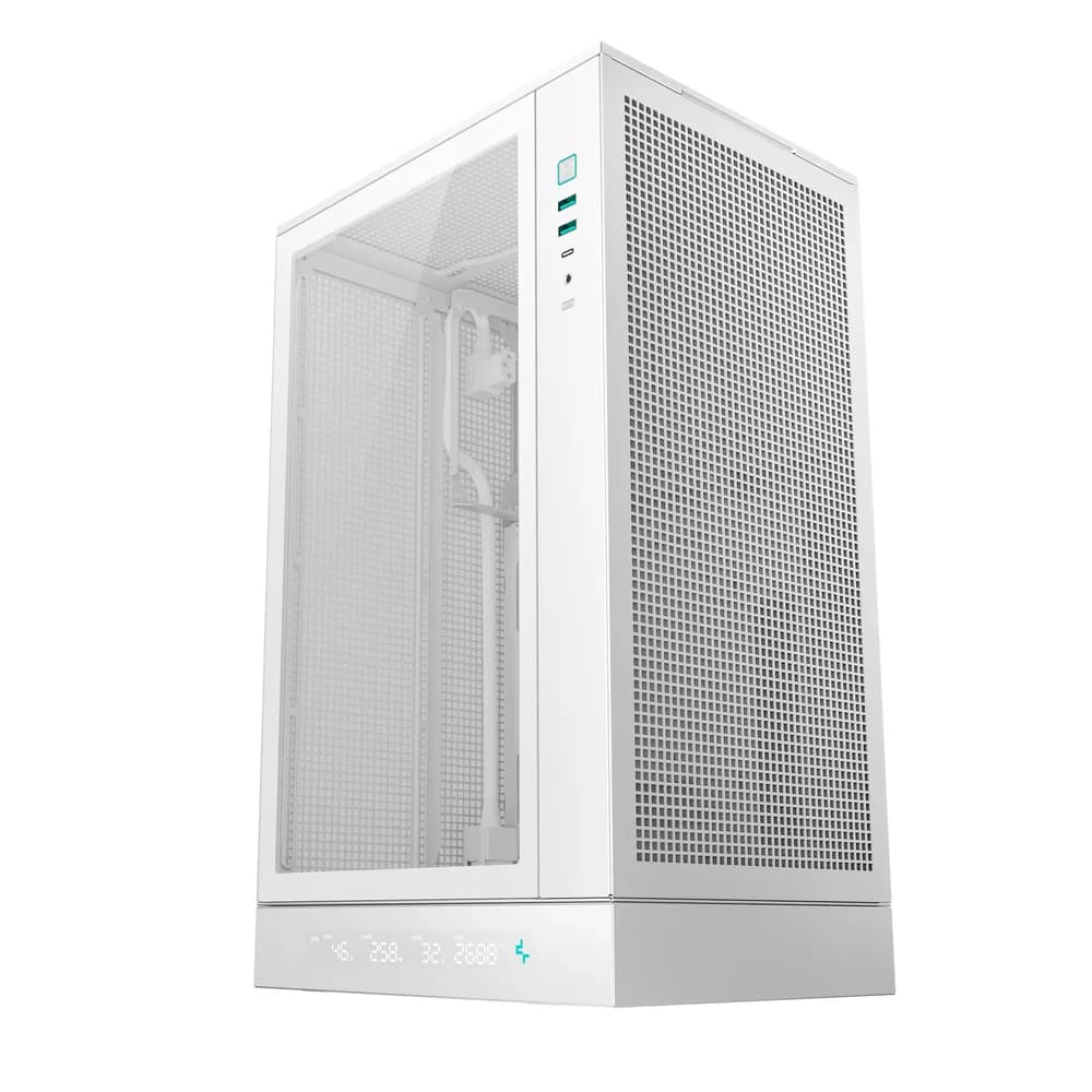 CARCASA DeepCool "CH270 DIGITAL WH", mini tower, gaming, fara sursa, suporta 6xfan, USB Type-C x 1, USB 3.2 gen 1 x 2, audio+mic, 4 sloturi expansiune, negru, "R-CH270-WHNDM0-G-1" — miniatură