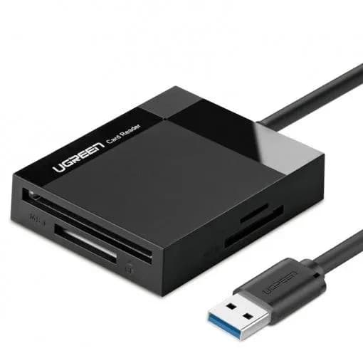 CARD READER extern Ugreen, "CR125" interfata USB-A 3.0, citeste/scrie: micro-SD/SD/TF viteza pana la 100Mbps, suporta carduri maxim 2 TB, lungime cablu 0.5m, gri "30333" - 6957303833337 — miniatură