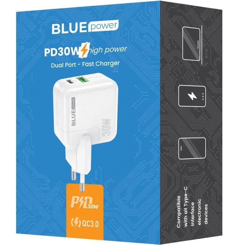 Incarcator Retea BLUEpower BC111A, 30W, 2 porturi, Alb — miniatură