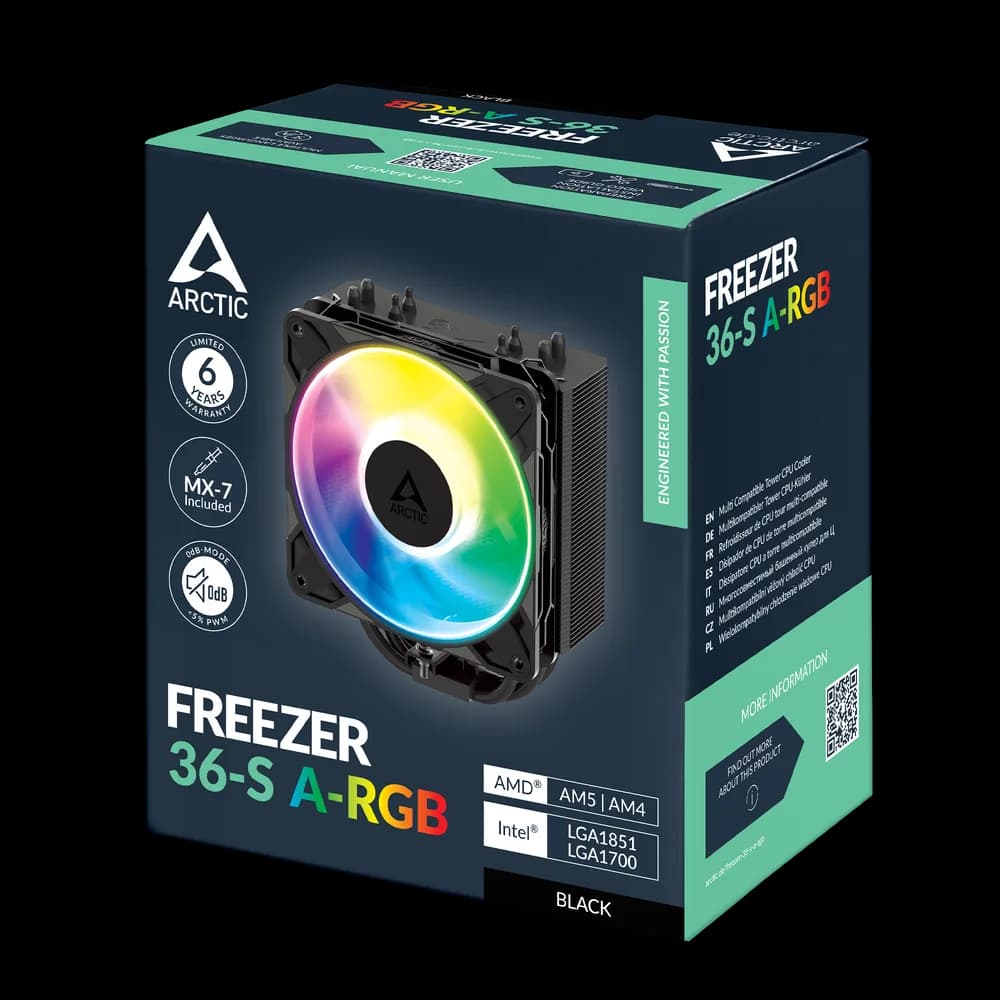 COOLER Arctic "Freezer 36-S A-RGB" skt. Intel si AMD, racire cu aer, vent. 120mm, 600 - 3000 rpm, 4 heatpipies, inaltime 156mm, iluminare ARGB,"ACFRE00198A" — miniatură