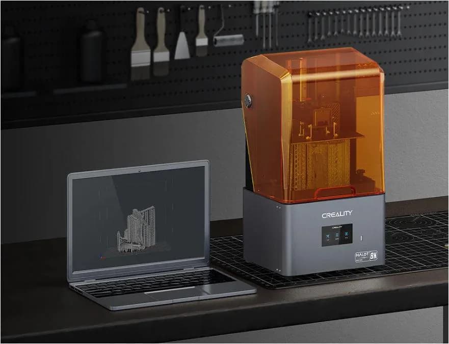 Imprimanta 3D Creality Halot-MAGE cu rasina, Tehnologie SLA, Stereolitografie, sursa 100W, dimensiuni printare: 228*128*230mm, Dimensiuni imprimanta: 333*270*608mm, Viteza:1-5s/strat, Inaltime strat:0.05-0.15mm, LCD 10.3", rezolutie: 8K(7680x4320), transfer fisier: USB drive, rasina:405nm, Software — miniatură