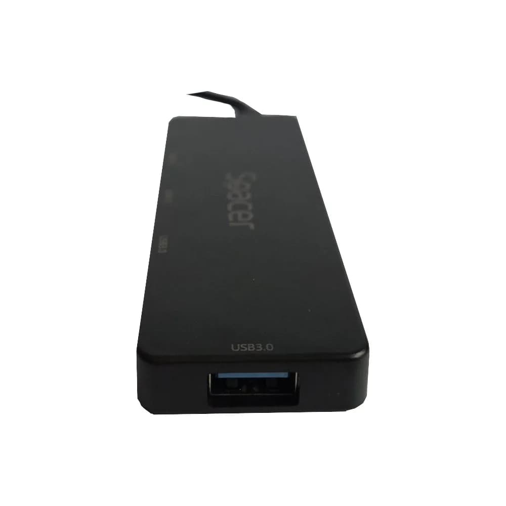 HUB extern SPACER, porturi USB:USB 3.0 X 4, 5V in (Type-C), conectare prin TYPE-C, cablu 15cm, ABS, "SPHB-TYPEC-4U30-09" — miniatură