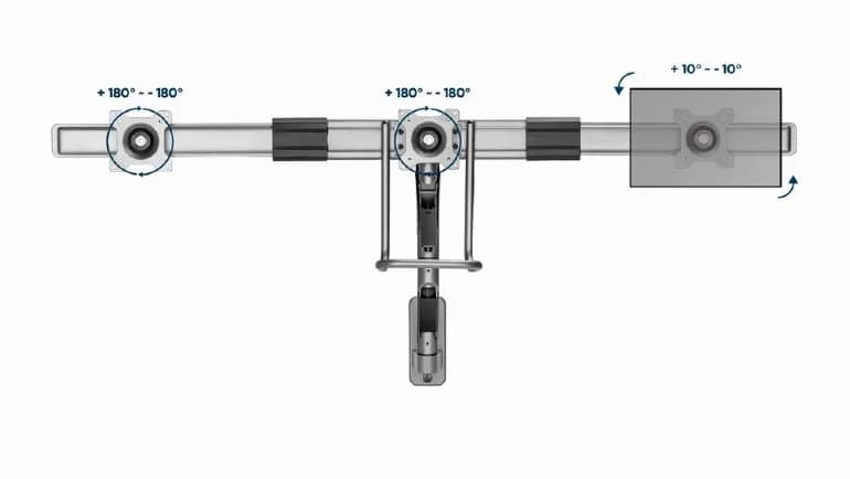 SUPORT de perete GEMBIRD, pt 3 TV/monitor plat, diag. max 17" - 27", rotatie, inclinare, pliere, 1 ~ 6 kg, "MA-WA3-01" — miniatură