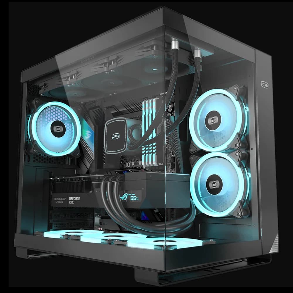CARCASA PCCOOLER, Middle Tower, ATX, fara sursa, sticla securizata, 6 ventilatoare incluse, iluminare ARGB, alb, USB 3.2 gen 1 x 2, USB Type-C x 2, mic, audio, "C3 T500 ARGB BK"