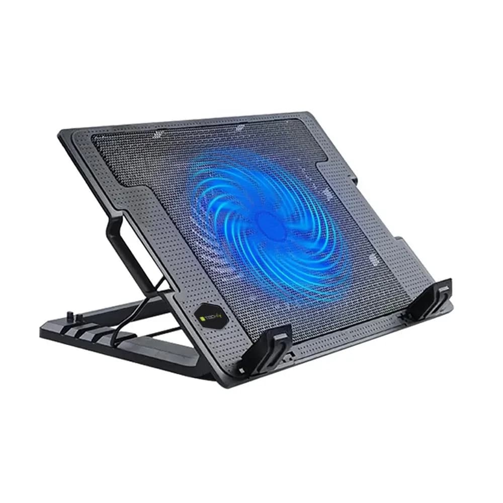 Suport pentru laptop cu sistem de racire, ergonomic, reglabil, iluminat led, 17.3 inch maxim, Negru, Techly, ICOOL-CP12TY "ICOOL-CP12TY"