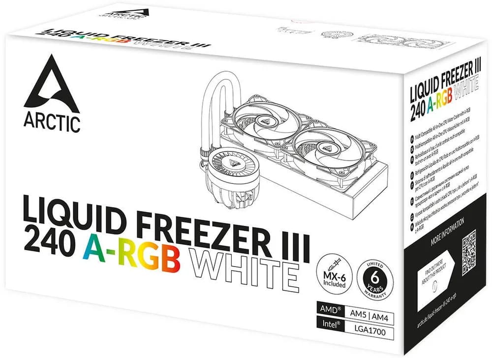 COOLER Arctic "Liquid Freezer III 280ARGB", racire lichid, skt. Intel LGA1700, AMD AM5/AM4,radiator aluminiu, pompa 2800rpm, fan 2x140mm,1900rpm,4-pin PWM,ARGB, alb "ACFRE00151A" — miniatură
