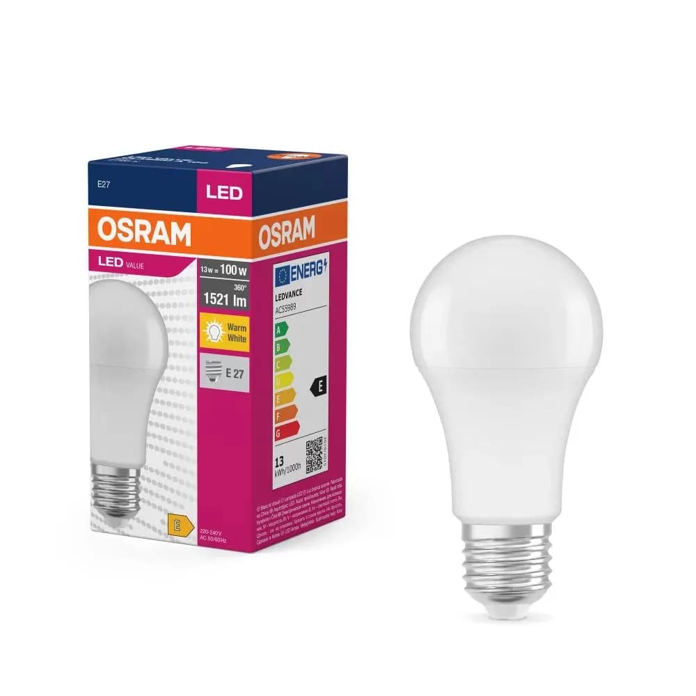 Bec LED Osram Value Classic A60, E27, 8.5W (60W), 806 lm, luminaneutra(4000K), clasa energetica F