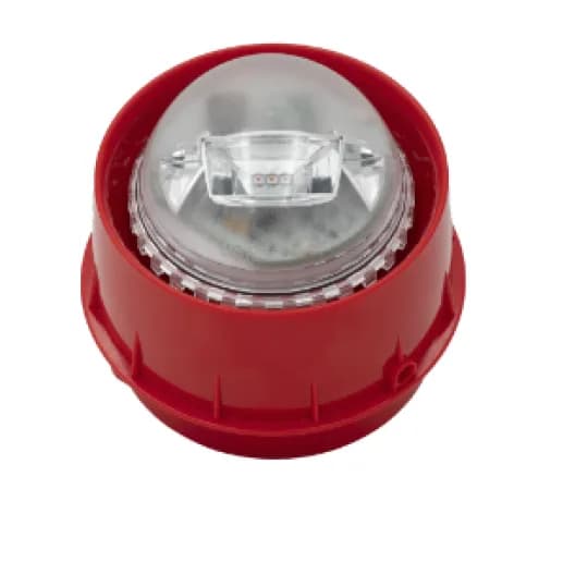 Sirena cu flash, adresabila, LED-uri de culoare rosie, lentila transparenta WSF-WR-RF, 18RF,865Mhz-870Mhz,Diametru:121mm, greutate:430g, temperatura de functionare : -30 to 55 °C.