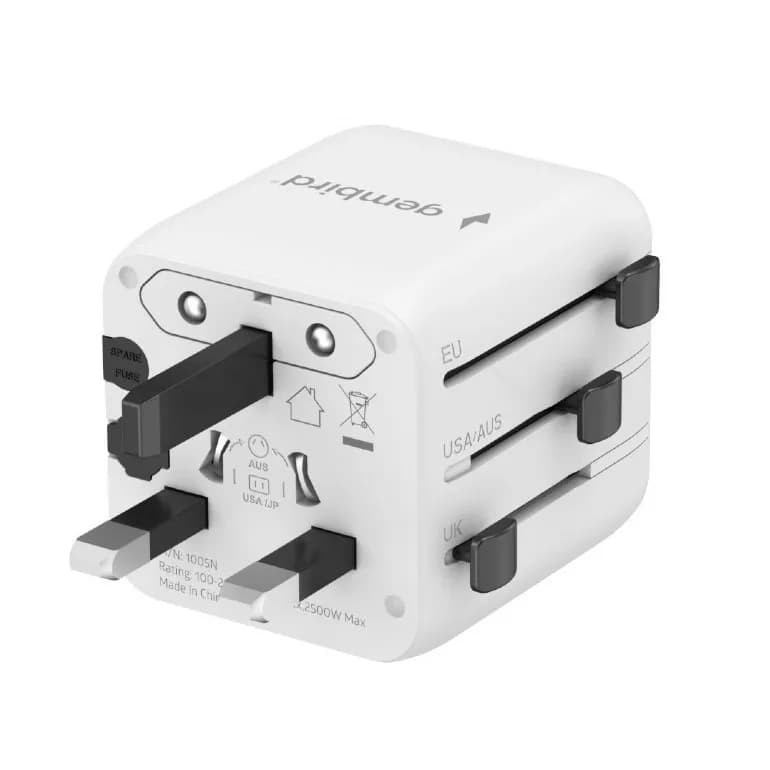 ADAPTOR GEMBIRD, universal, conectori: US/UK/EU/AU, siguranta 10A, max. 2500W, alb, "TPA-INT-01-W" — miniatură