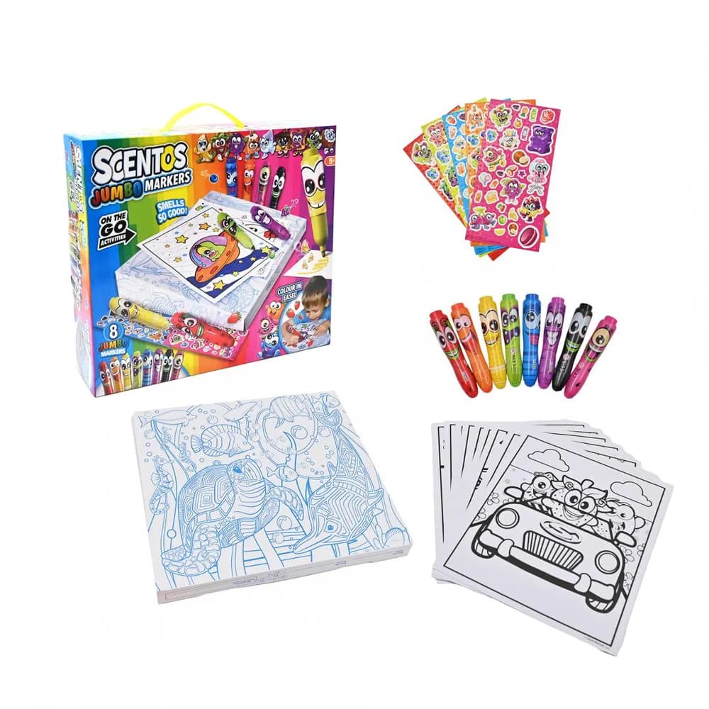 SET DE COLORAT PENTRU CALATORIE, CU MARKERE JUMBO, SCENTOS — miniatură