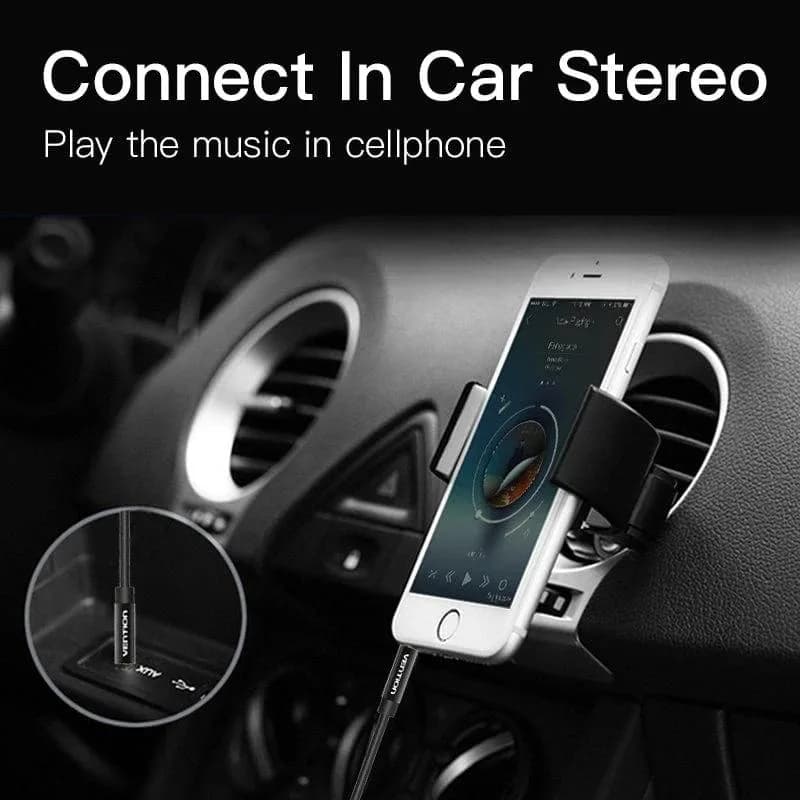 Cablu audio Vention, Jack 3.5mm (T) la Jack 3.5mm (T), 0.5m, conectori auriti, negru, "BAGBD" — miniatură