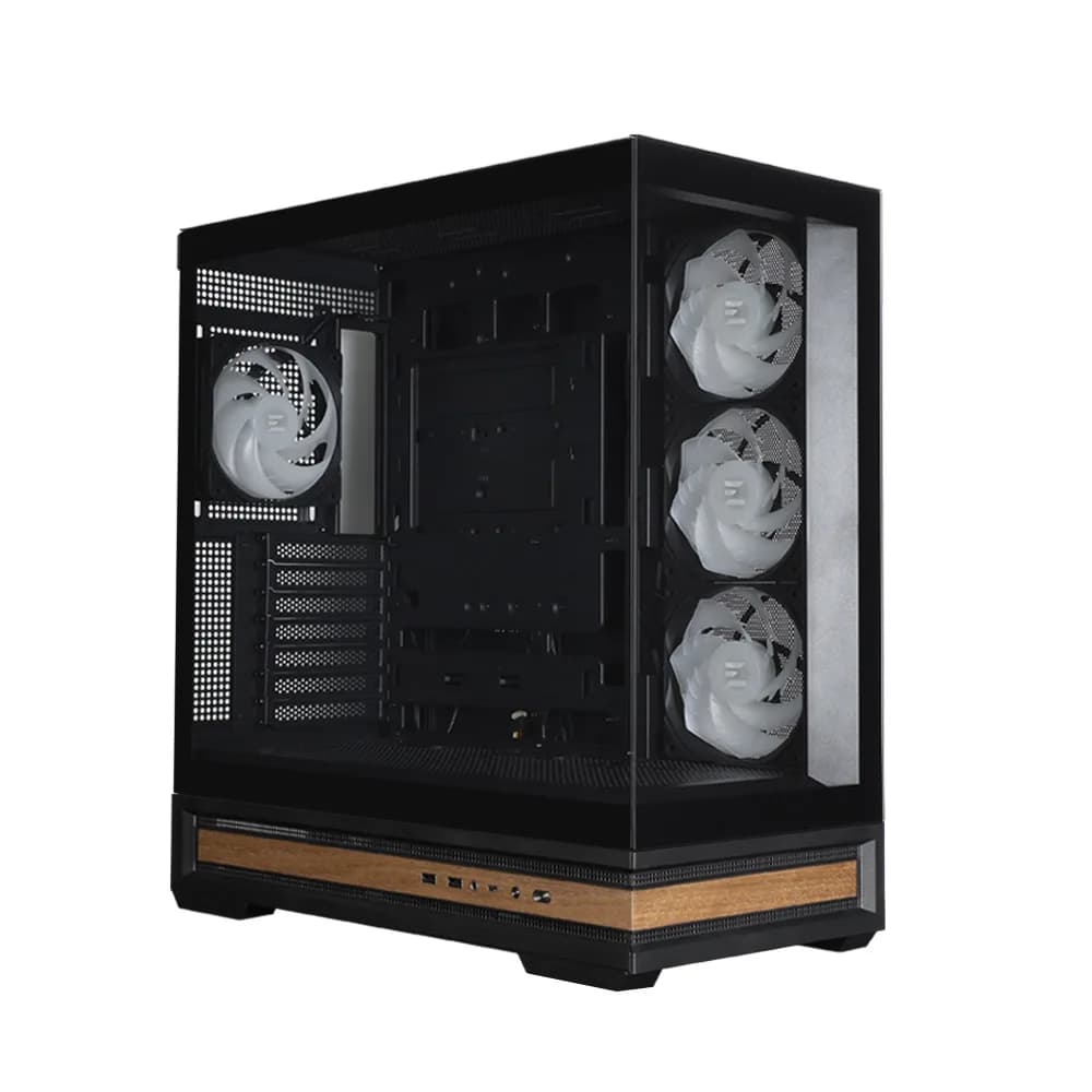 CARCASA Zalman "P40 NAMU", middle tower, gaming, fara sursa, suporta 10xfan, 4xfan inclus, PSU shroud, afisaj electronic, USB Type-C x 1, USB 3.1 gen1 x 2, audio+mic, 7 sloturi expansiune, negru, "P40 NAMU Black" — miniatură