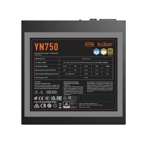 SURSA PCCooler "YN750", 750W, certificare 80 Gold, modular, fan 135mm, negru, "YN750" — miniatură