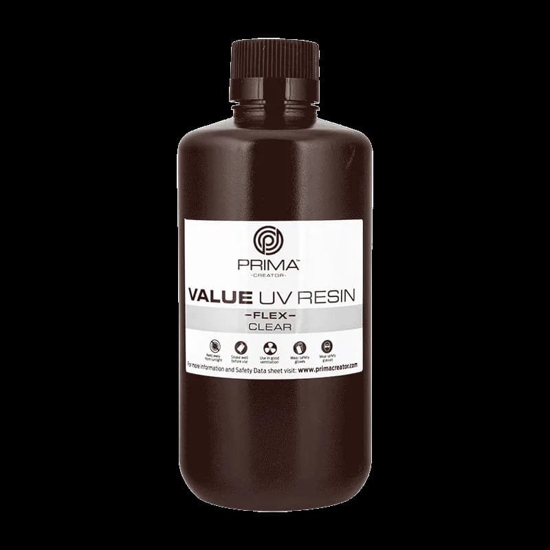 Rășină 3D PrimaCreator Value Flex UV – 1 kg – Clear — miniatură