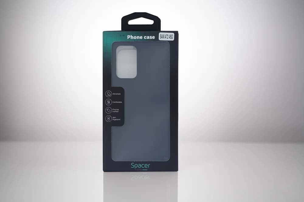 Husa Samsung Galaxy A72 Spacer, negru, grosime 1.5mm, material flexibil TPU "SPPC-SM-GX-A72-TPU" — miniatură