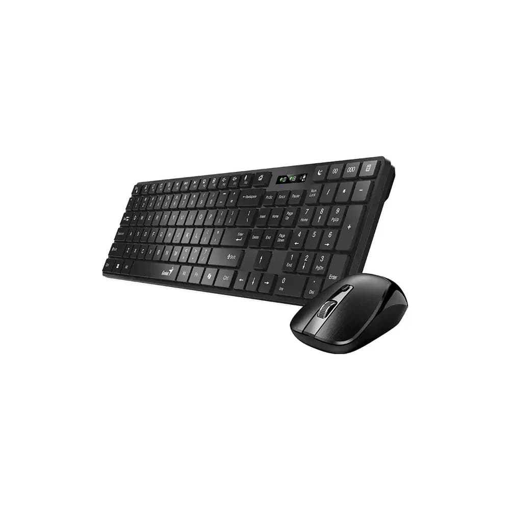 KIT wireless GENIUS, tastatura wireless 104 taste (multimedia) + mouse wireless 1200dpi, 3 butoane, BT5.3 + 2.4G, USB, negru, "SlimStar 8250" "31340020400" — miniatură