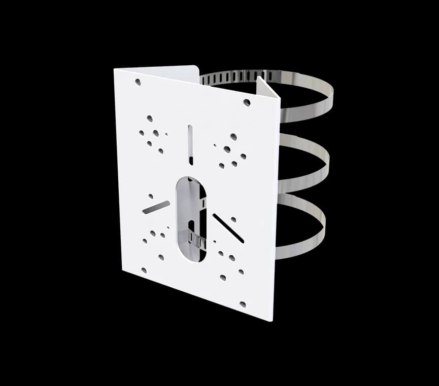 Suport stalp A01, utilizare la montarea camerelor pe stalpi cu diametru 102-127mm, compatibil cu:  (AI Weather-proof) Mini Bullet, (AI) Vandal- proof Mini Bullet, (AI) Motorized Bullet, AI PTZ Bullet Plus, AI color+ Vandal-proof Mini Bullet, (AI) 180° Panoramic Mini Bullet & Dome, A41, A43, A62