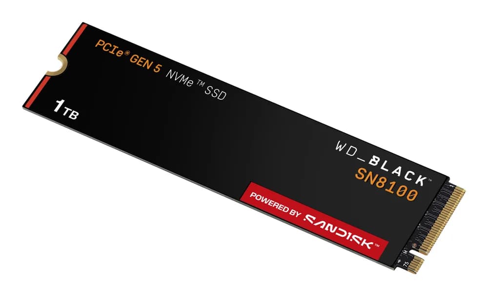 SSD WD Black SN8100 1TB M.2 2280 PCIe Gen5 x4 NVMe, Read/Write: 14900/11000 MBps, IOPS 1600K/2400K, TBW: 600 "WDS100T1X0M-00CMT0" — miniatură