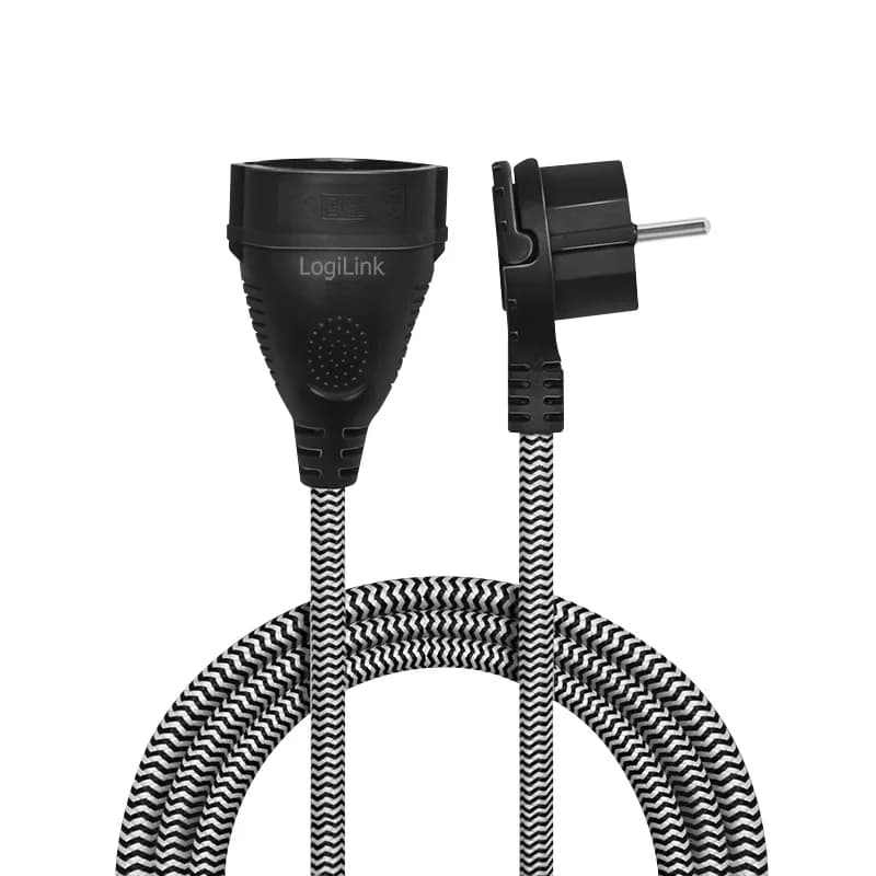 PRELUNGITOR LOGILINK, Schuko x 1, conectare prin Schuko (T), cablu 3 m, 16 A, fara protectie, negru, "LPS104" — miniatură