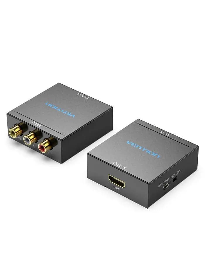 Convertor video Vention, HDMI (M) la RCA (M), switch 1080p/720, alimentare prin miniUSB-B inclus, carcasa metalica, conectori auriti, negru, "AEFB0" - 6922794746145 — miniatură