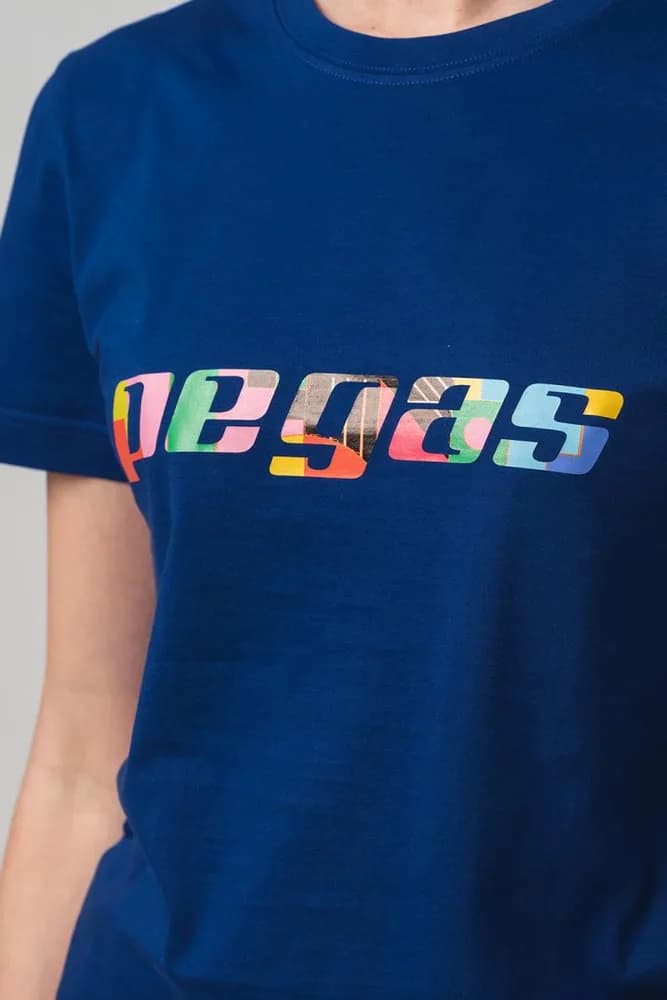 TRICOU LOGO MULTICOLOR FEMEI ROYAL BLUE-S — miniatură