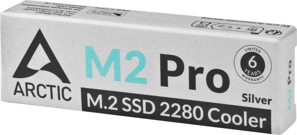 Cooler pasiv pentru SSD Arctic "M2 Pro", 2x thermal pad inclus, Aluminiu, compatibil SSD M.2, argintiu, "ACOTH00002A" — miniatură