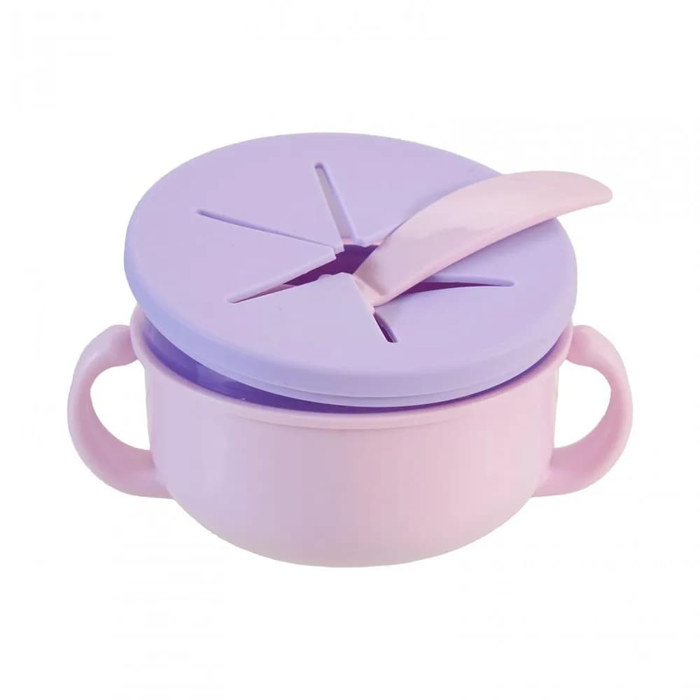 Bol 2 in 1 pentru snackuri cu lingurita, mov, U-Grow — miniatură