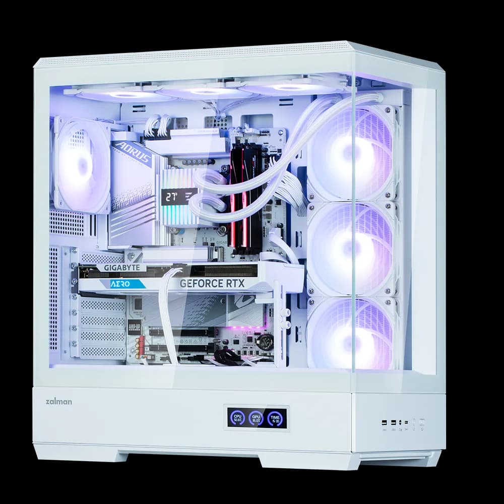 CARCASA Zalman "P50", middle tower, gaming, fara sursa, suporta 10xfan, 1xfan inclus, PSU shroud, USB 3.1 gen1 x 2, audio+mic, 7 sloturi expansiune, alb, "P50 White" — miniatură