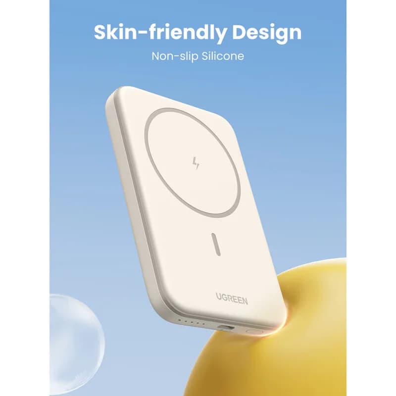 POWER BANK Ugreen "PB560", 5000mAh, 15W, prindere magnetica Iphone 12 and later, 1 x USB Type-C input/output, bej, "25207" - 6941876222070 — miniatură