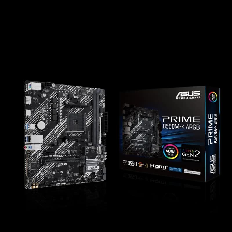 Placa de baza ASUS PRIME B550M-K ARGB, Socket AM4, DDR4, Micro-ATX