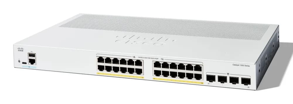 Switch Cisco Catalyst C1200-24P-4G, 24 porturi RJ-45, 4 porturi SFP, PoE+, 1U (Alb) "C1200-24P-4G"