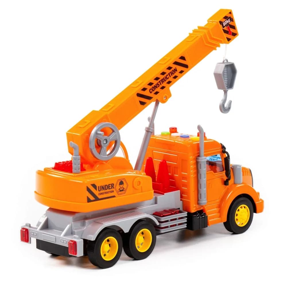 Camion constructii + macara, cu lumina si sunet, 33.5x11.5x18.5 cm, Polesie — miniatură