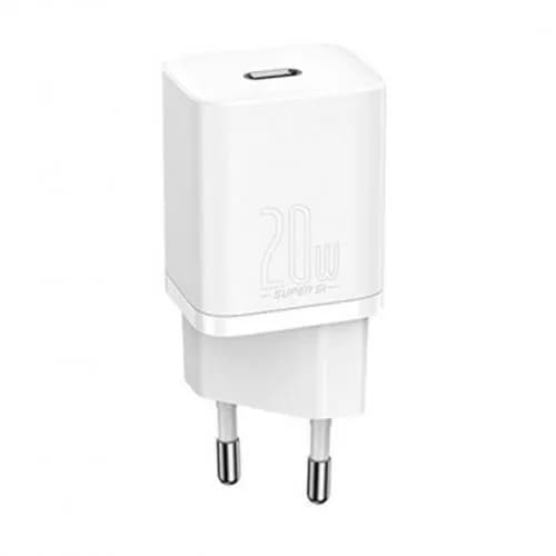 Incarcator retea Baseus Speed Mini, Quick Charge 20W, 1 x USB Type-C 5V/3.0A, alb — miniatură