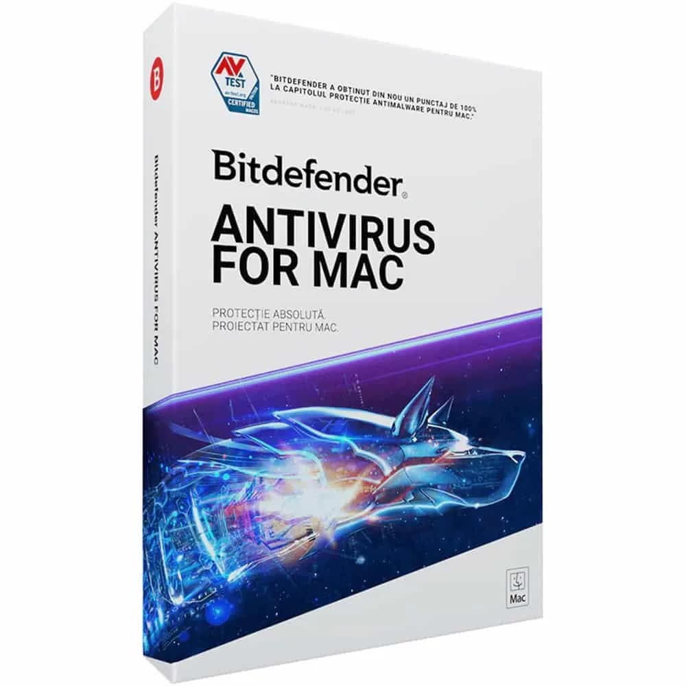 Licenta retail Bitdefender Antivirus for Mac - protectie de baza pentru PC-uri macOS, valabila pentru 1 an, 1 dispozitiv, new