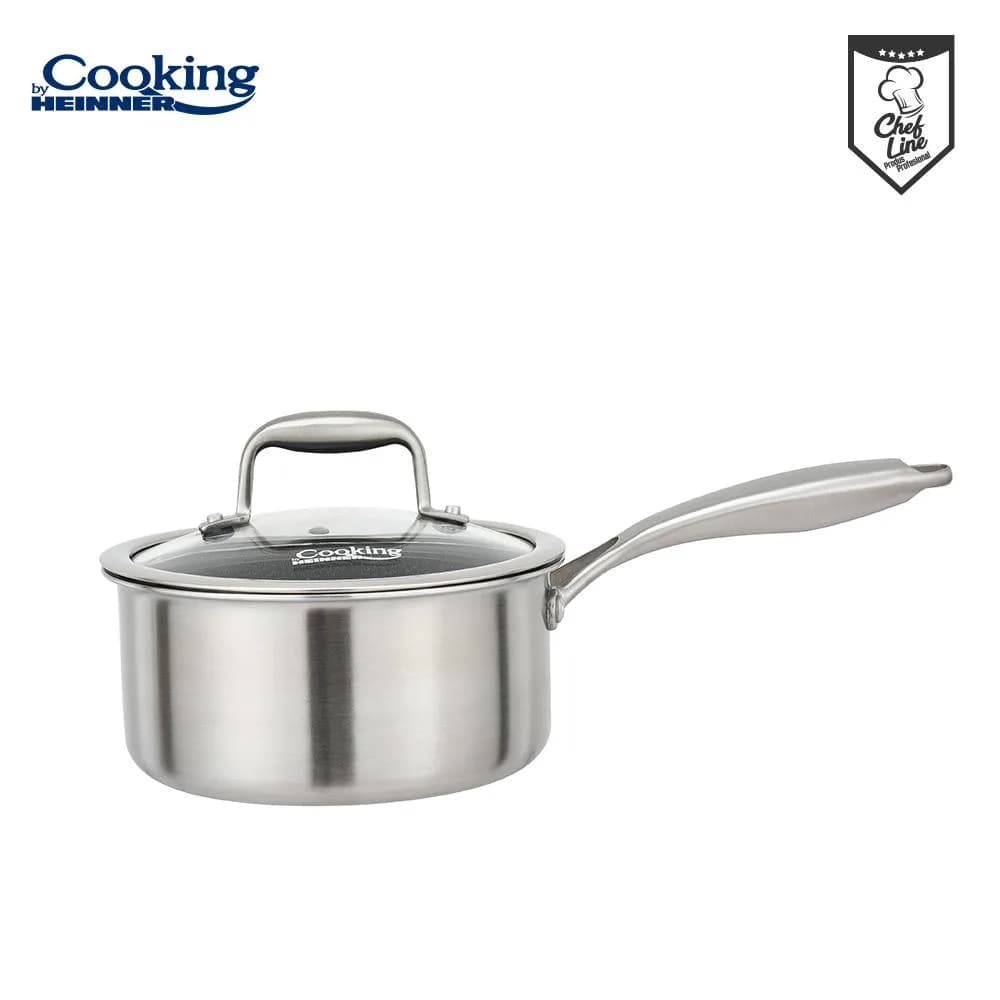 CASEROLA INOX+CAPAC STICLA IN 3 STRATURI 18X9 CM, 2 L, TITANIUM3, COOKING BY HEINNER — miniatură