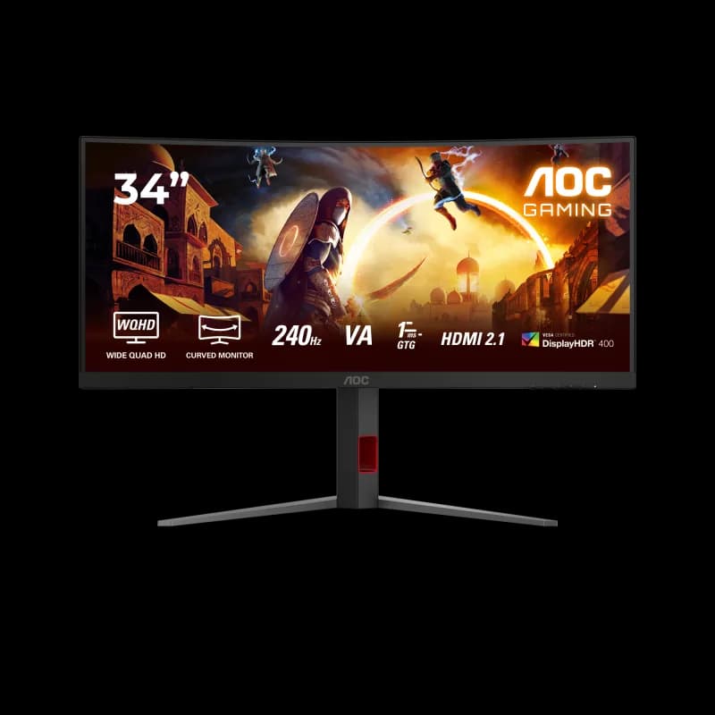 Monitor Gaming AOC CU34G4Z, 34", 3440 x 1440 pixeli, Black, Red