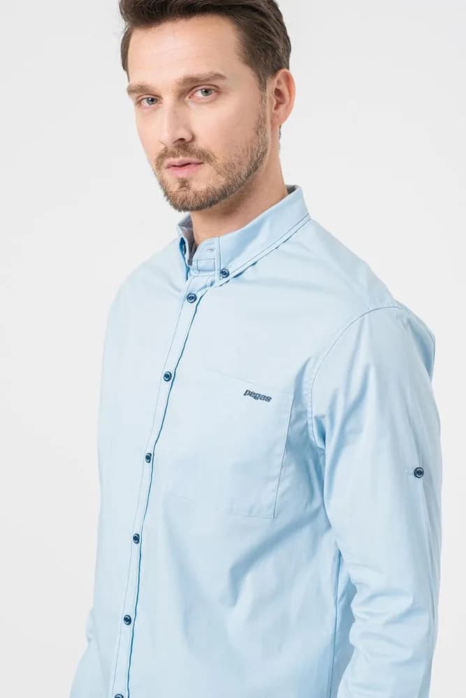 CAMASA CASUAL BARBATI LIGHT BLUE S — miniatură