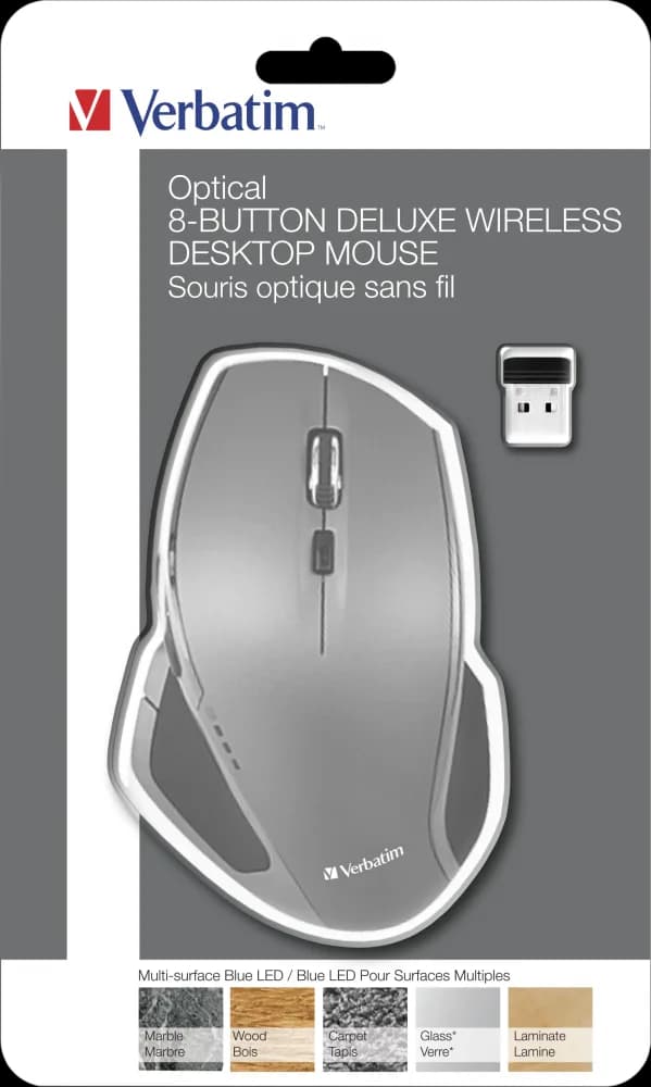 MOUSE VERBATIM FARA FIR DELUXE 8 BUTOANE ILUMINARE ALBASTRA "49041" — miniatură